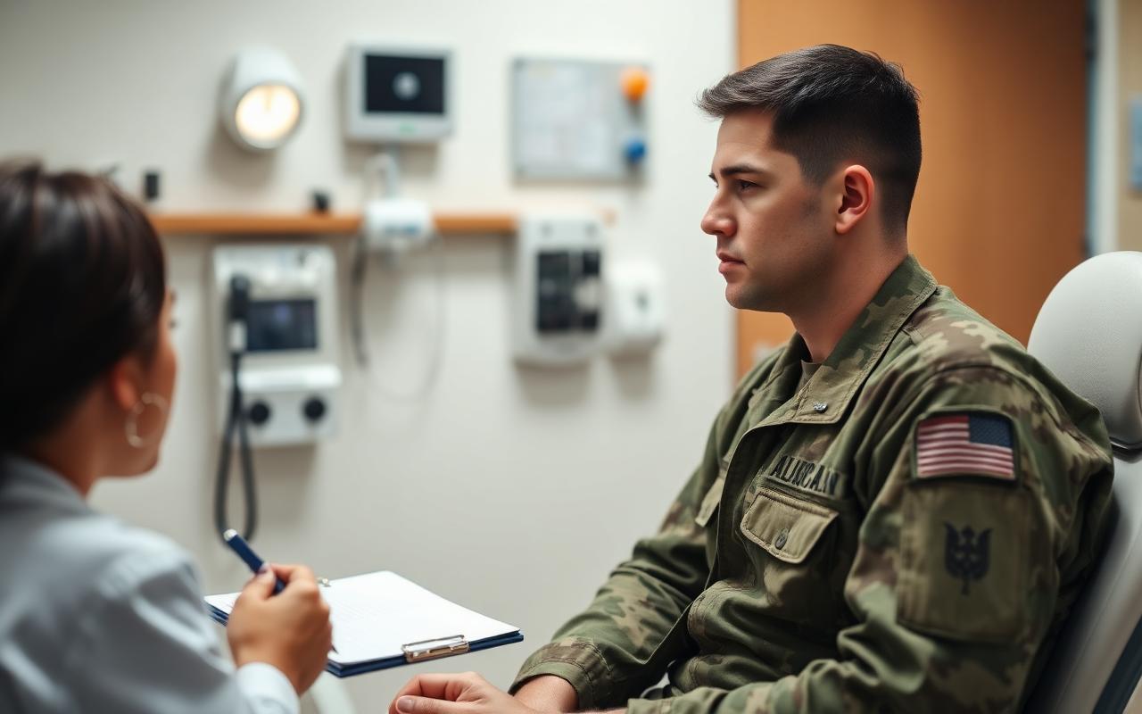 Soldier in consultation with sleep provider